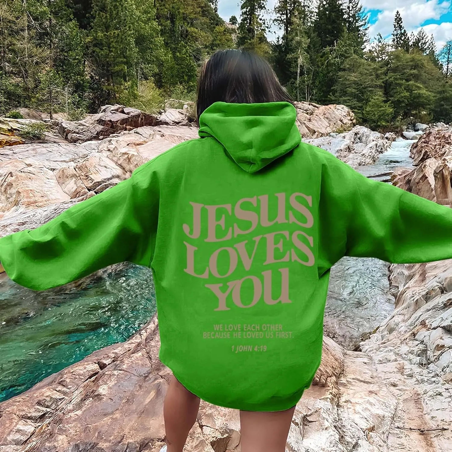 Jesus Loves You Hoodie Sweatshirt Jesus Christian Gifts Hooded Pullover Tops Streetwear Gift Y2K Clothes for Women Men