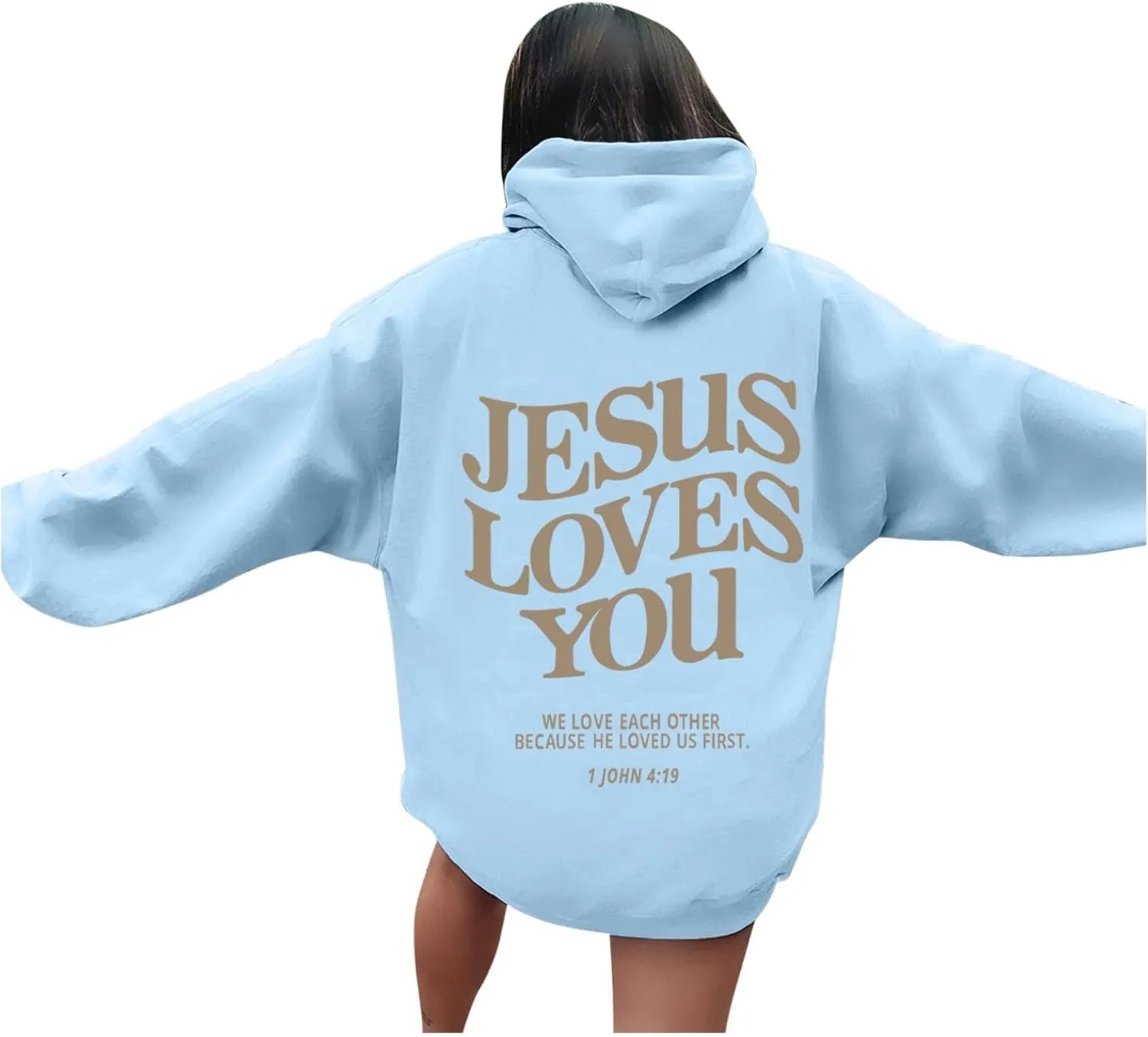 Jesus Loves You Hoodie Sweatshirt Jesus Christian Gifts Hooded Pullover Tops Streetwear Gift Y2K Clothes for Women Men