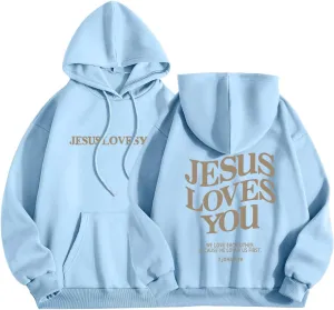 Jesus Loves You Hoodie Sweatshirt Jesus Christian Gifts Hooded Pullover Tops Streetwear Gift Y2K Clothes for Women Men