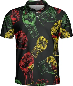 Juneteenth Polo Shirts for Men-Black History Golf Moisture Dry Fit Short Sleeve Shirts S36