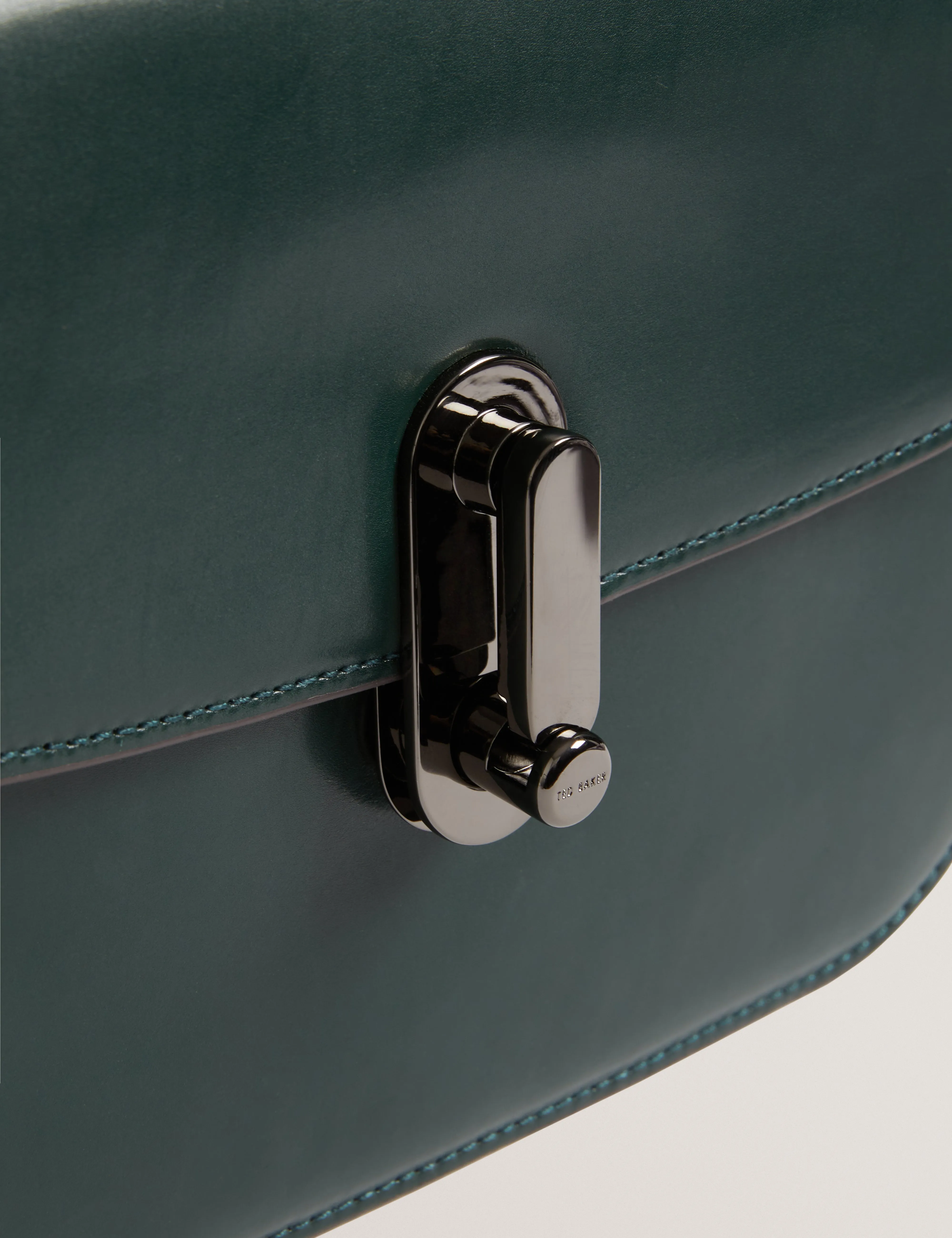 Kkayli Polished Leather Satchel Bag Mid-Green