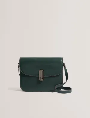 Kkayli Polished Leather Satchel Bag Mid-Green