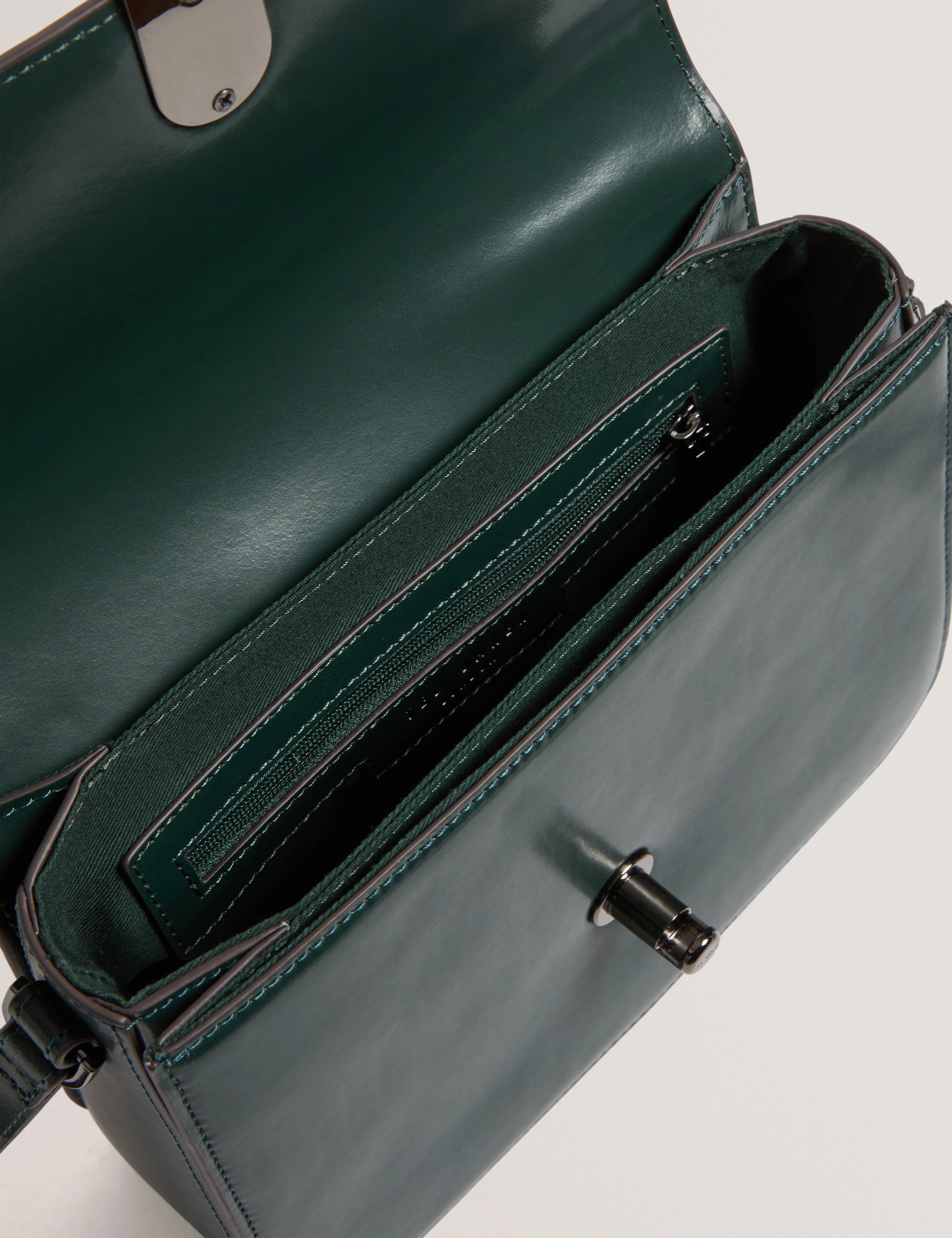 Kkayli Polished Leather Satchel Bag Mid-Green