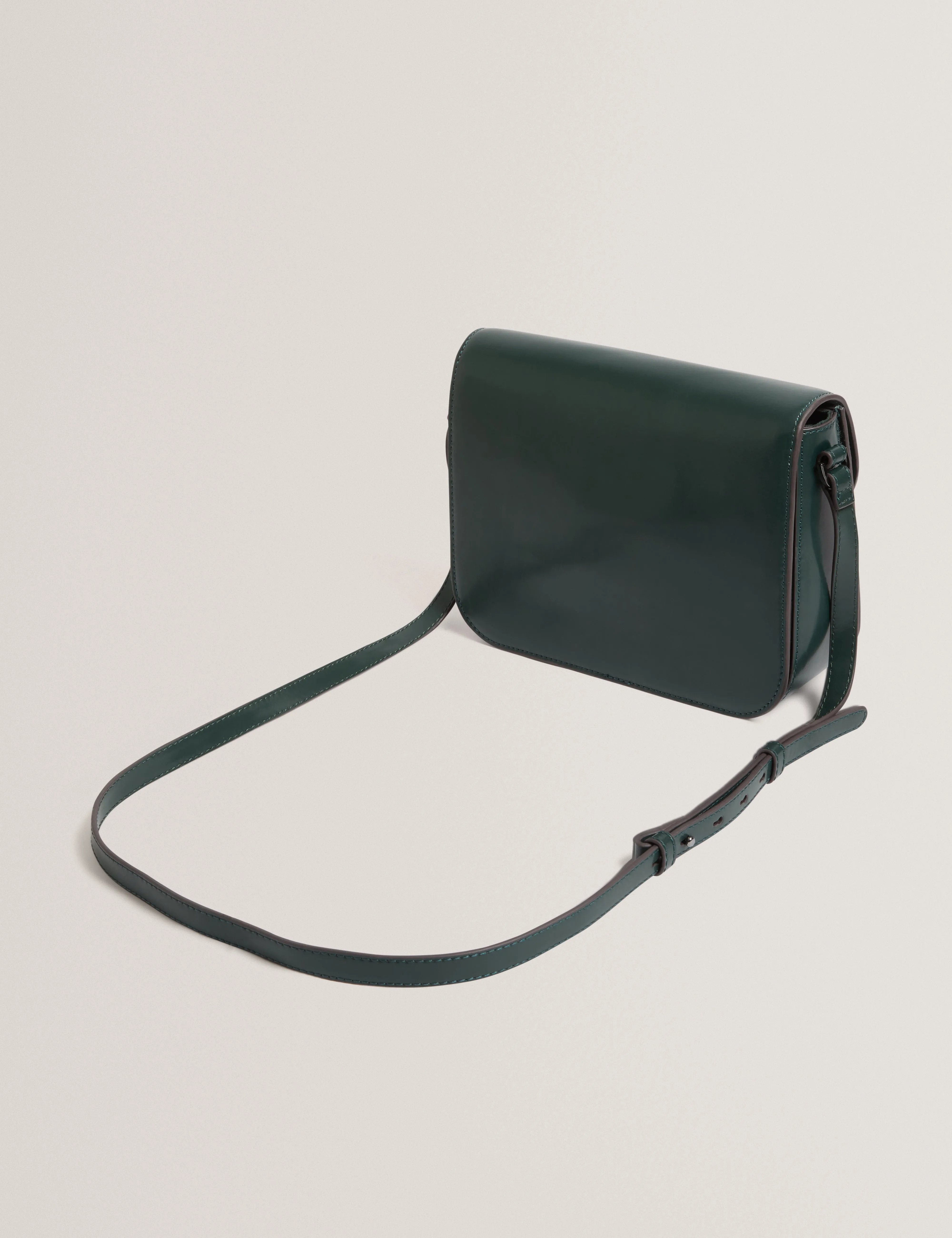 Kkayli Polished Leather Satchel Bag Mid-Green