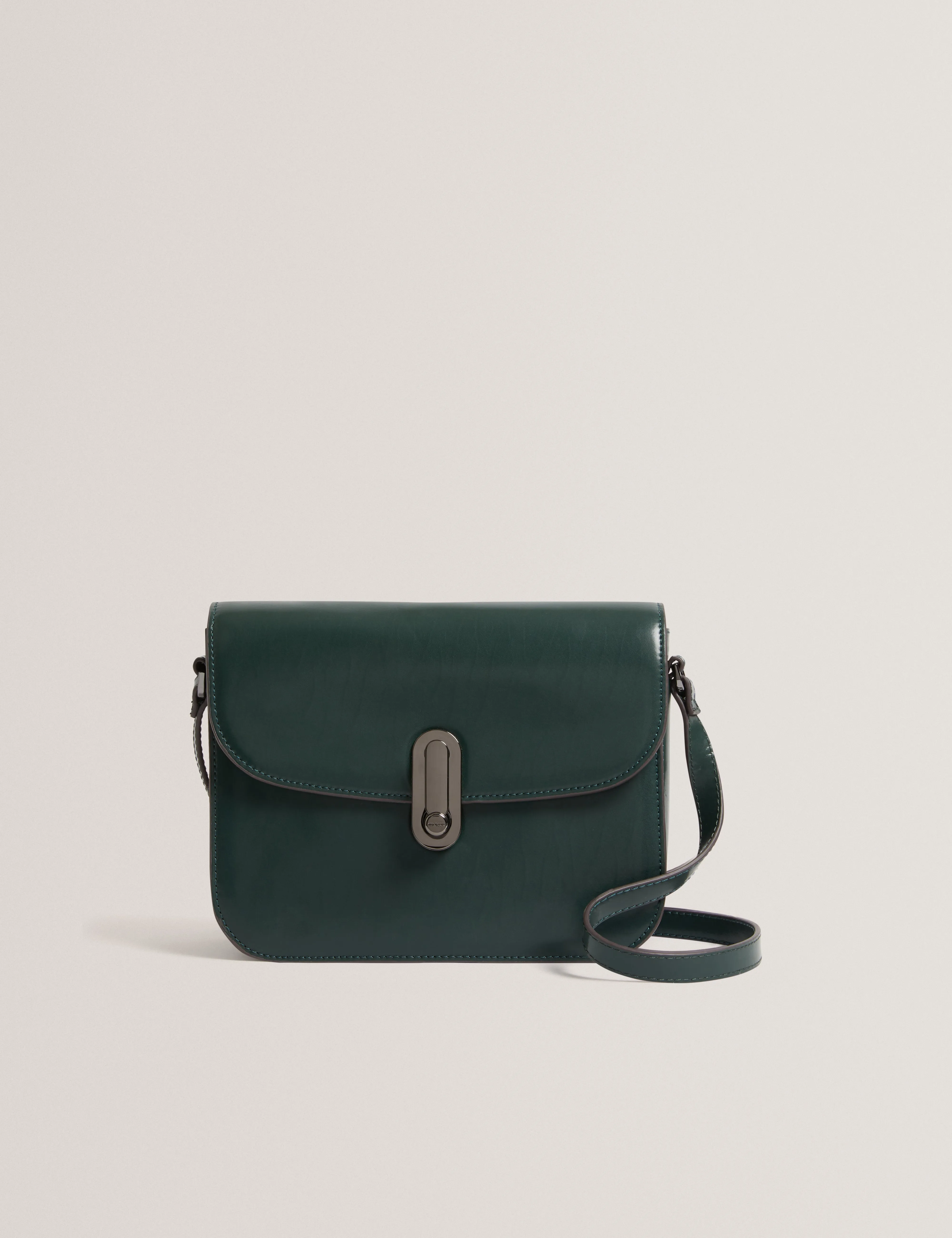 Kkayli Polished Leather Satchel Bag Mid-Green