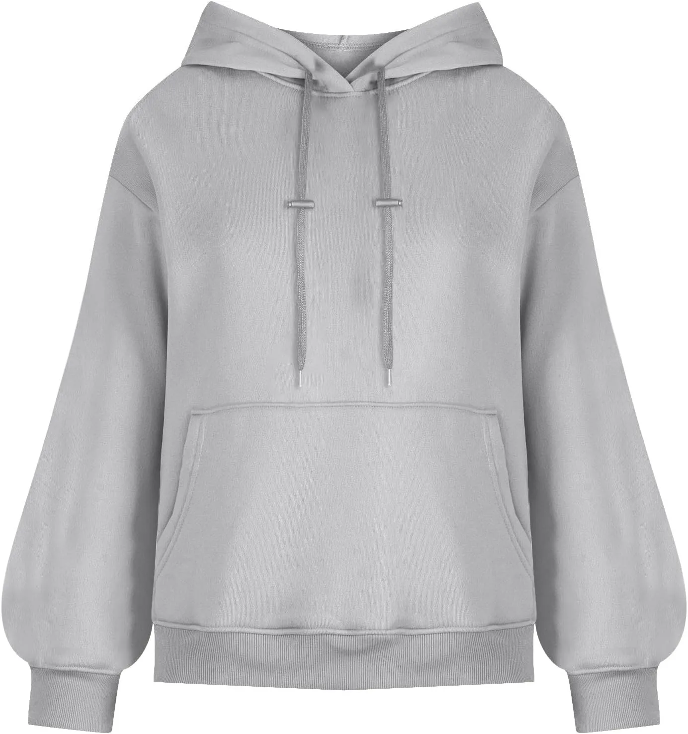 Lantern Sleeve Hoodies for Women Fashion Oversized Plus Size Casual Hoodie Solid Drawstring Sweatshirts with Pocket
