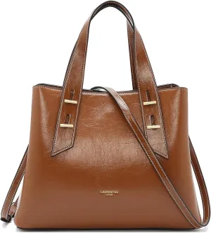 LAORENTOU Cow Leather Designer Handbags for Women, Medium Satchel Purse,Top Handle Bags with Removable Shoulder Strap