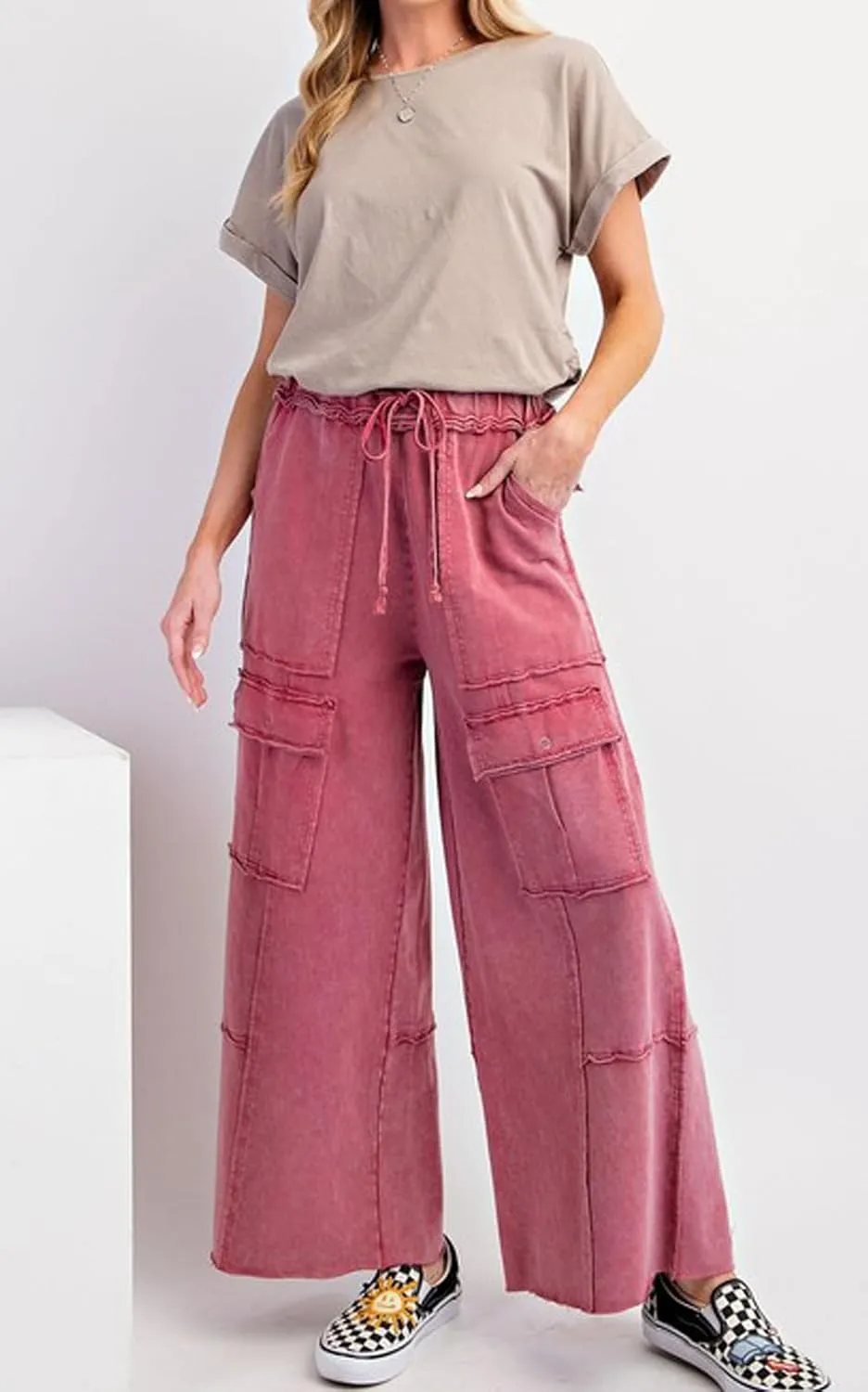 loveimgs Women 2025 Baggy High Waisted Wide Leg Cargo Pants Pockets Y2k Utility Pants Palazzo Sweatpants Slacks Trousers