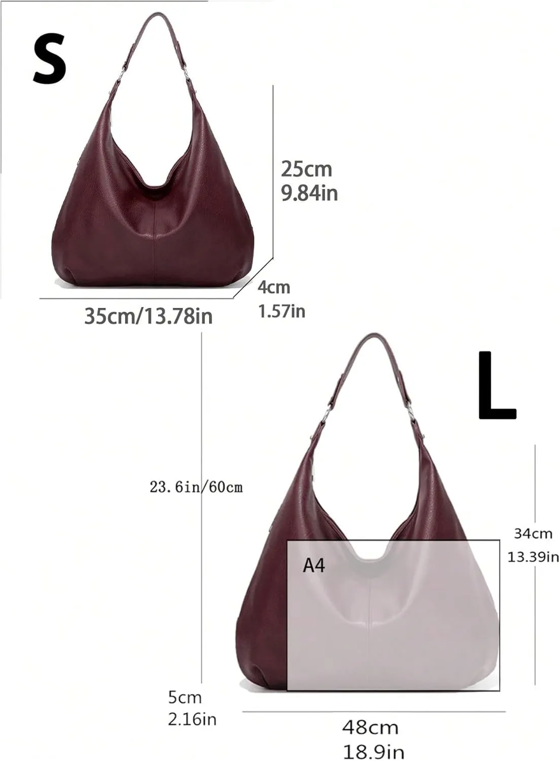 MakeMeChic Women's Vintage Hobo Bag PU Leather Single Strap Shoulder Handbags Underarm Bags