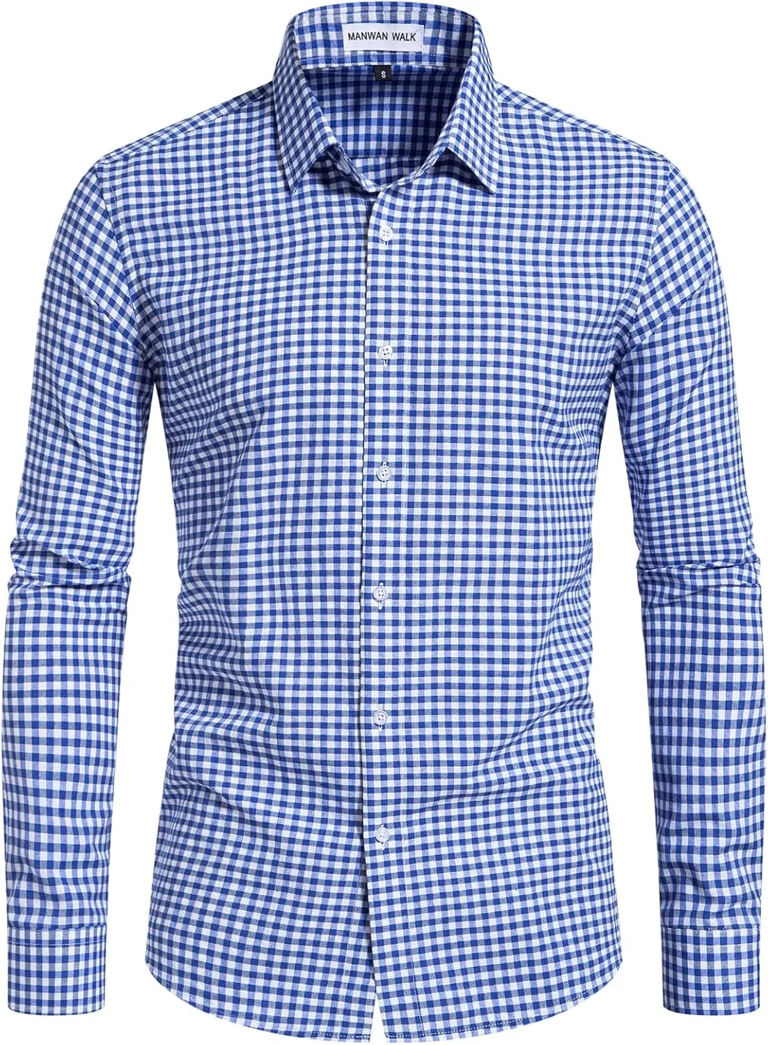 Manwan walk Men's Plaid Button Down Shirts Regular Fit Long Sleeve Casual Business Shirts