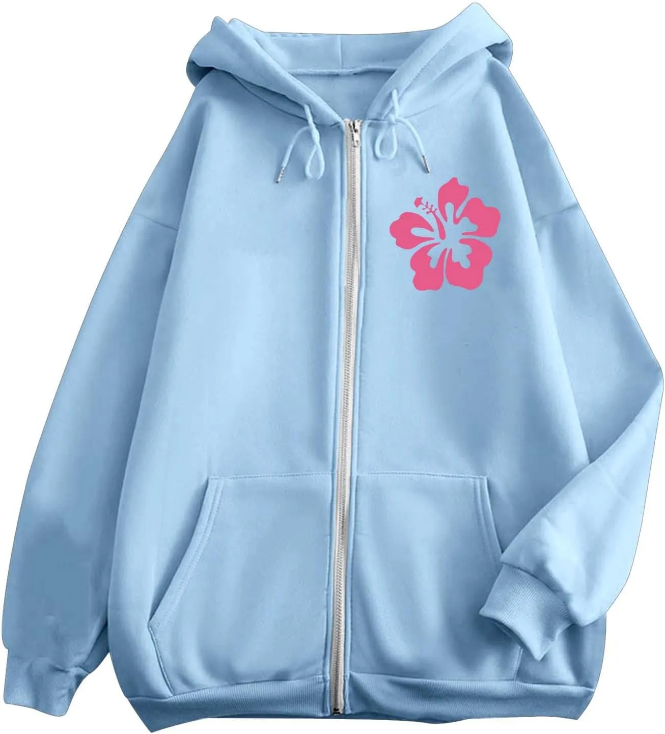 Meet Me at The Ocean Hoodies for Women Casual Letter Graphic Zip Up Hoodie with Pockets Drawstring Y2K Hooded Sweatshirts