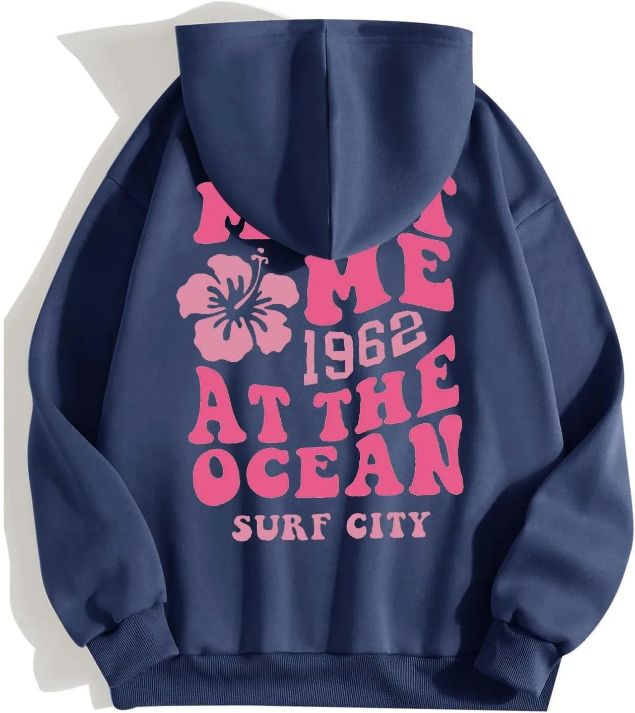 Meet Me at The Ocean Hoodies for Women Casual Letter Graphic Zip Up Hoodie with Pockets Drawstring Y2K Hooded Sweatshirts