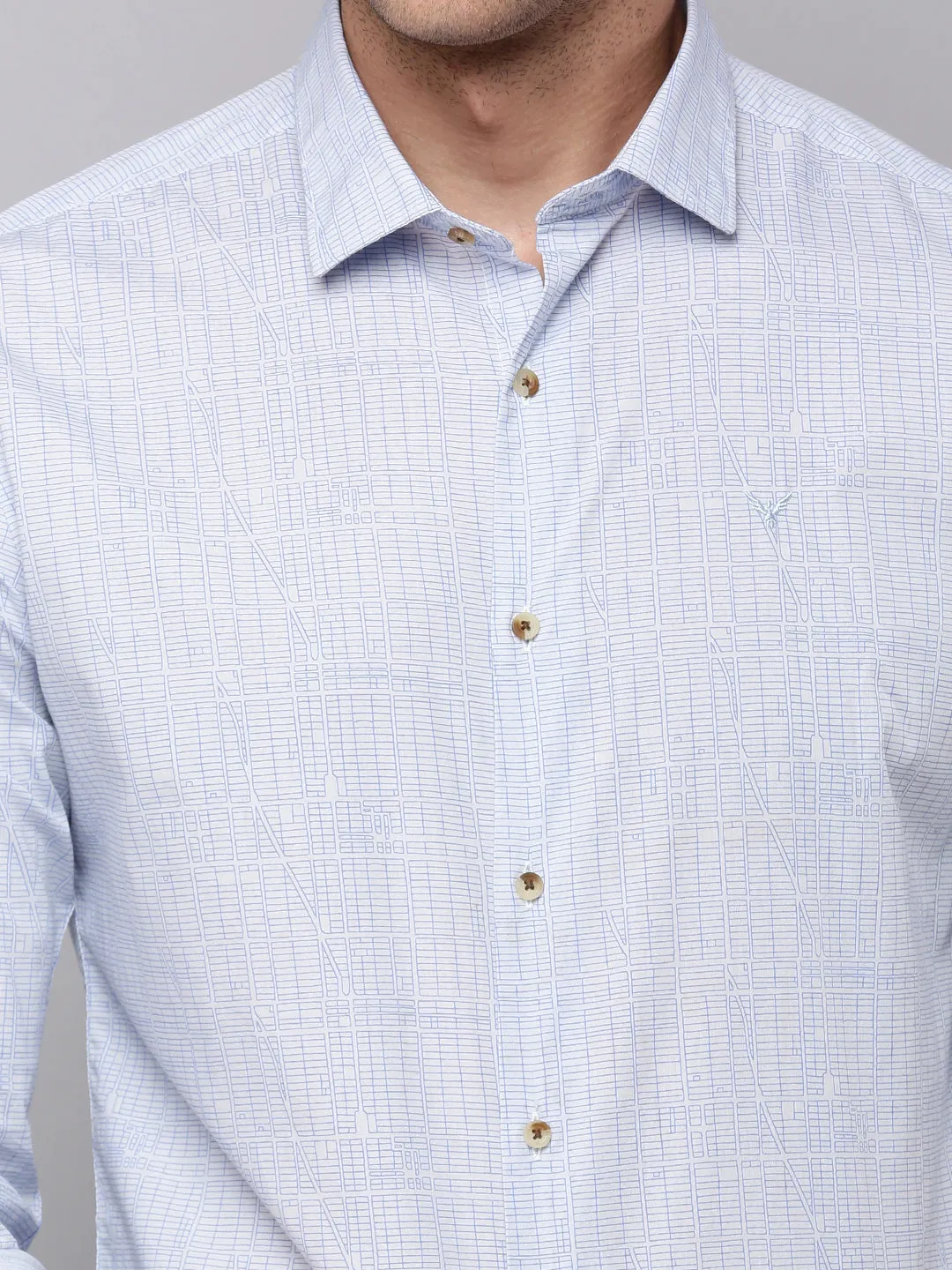 Men Blue Striped Casual Shirt