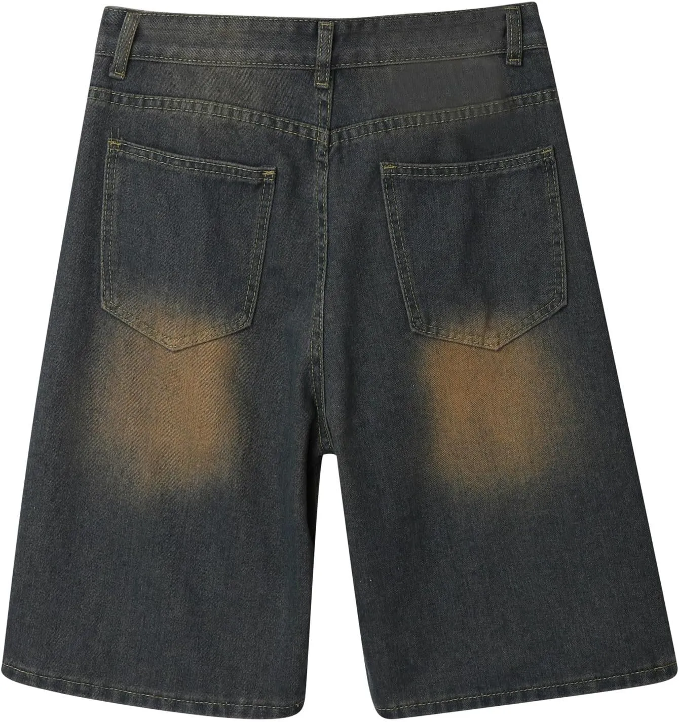 Men Loose Y2K Hip Hop Long Jean Shorts Baggy Denim Shorts with Pockets Casual Summer Streetwear