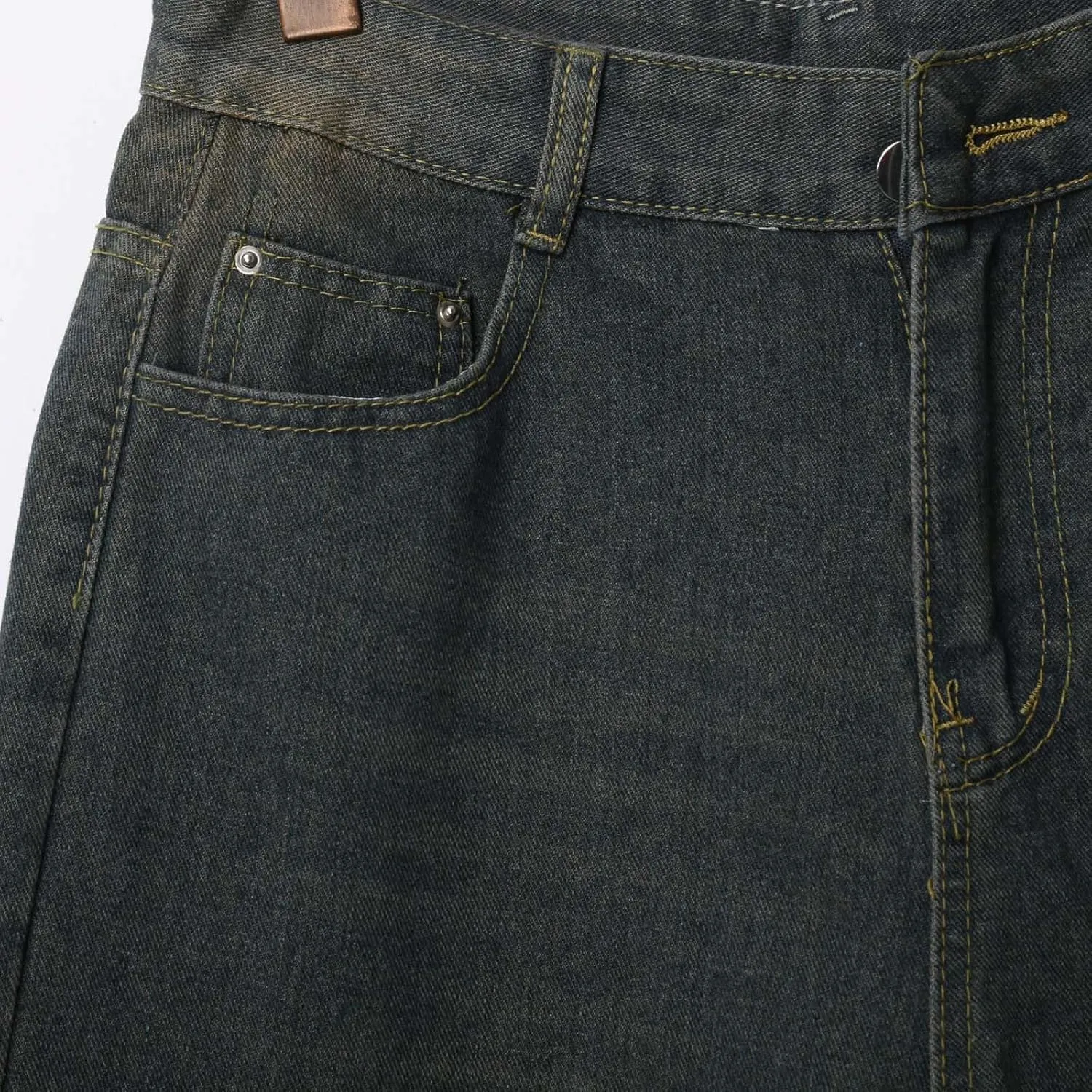 Men Loose Y2K Hip Hop Long Jean Shorts Baggy Denim Shorts with Pockets Casual Summer Streetwear