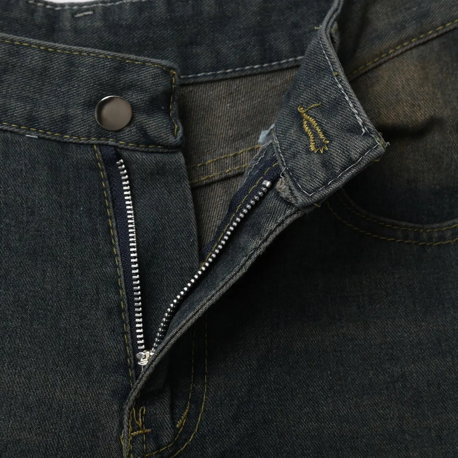 Men Loose Y2K Hip Hop Long Jean Shorts Baggy Denim Shorts with Pockets Casual Summer Streetwear