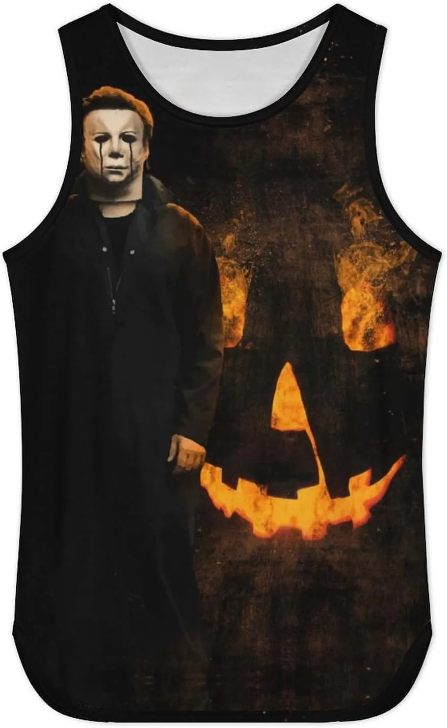 Mens Beach Tank Tops Halloween Michael Myers Sleeveless Lightweight Shirts Summer Running Athletic Swim Shirts