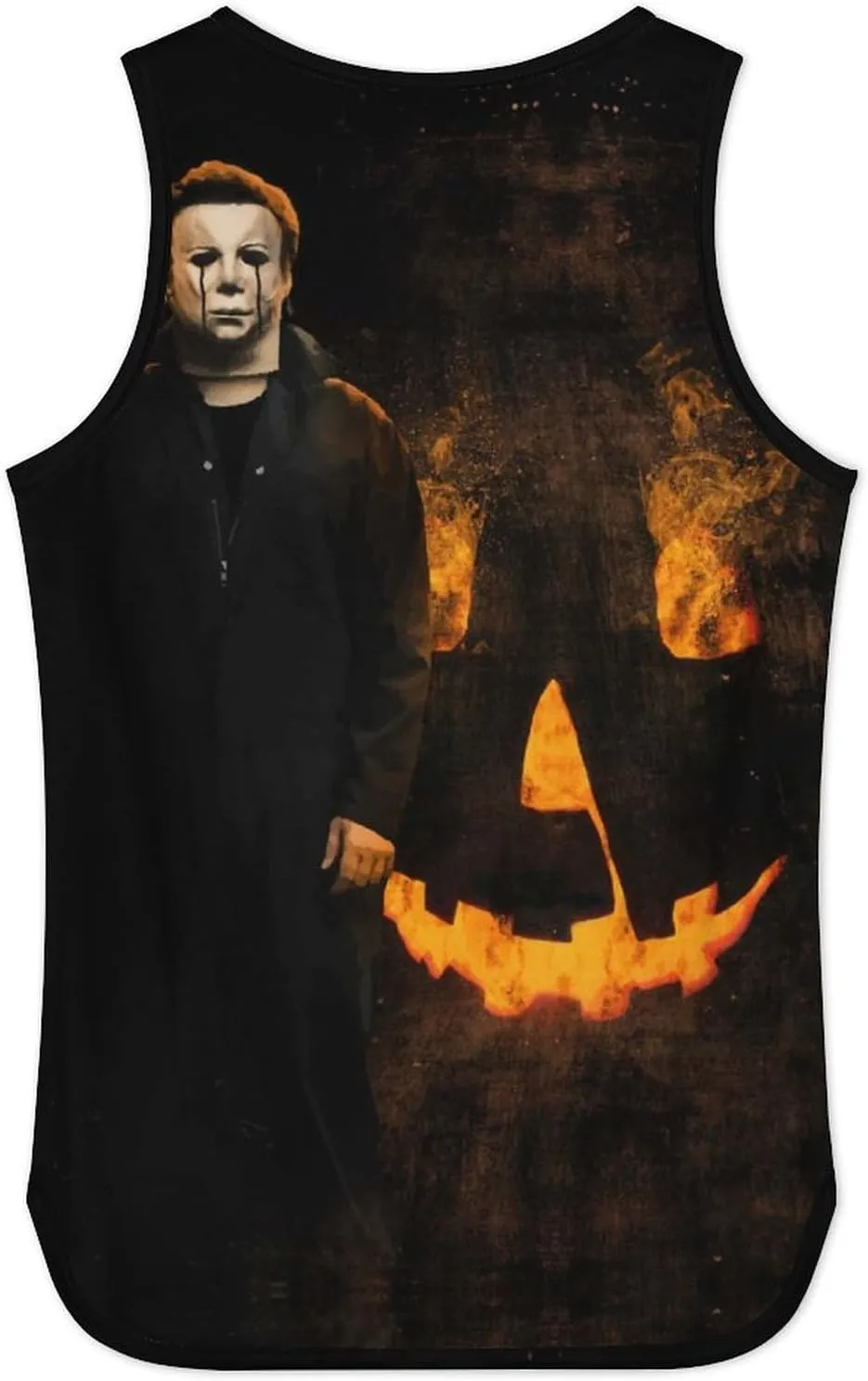 Mens Beach Tank Tops Halloween Michael Myers Sleeveless Lightweight Shirts Summer Running Athletic Swim Shirts