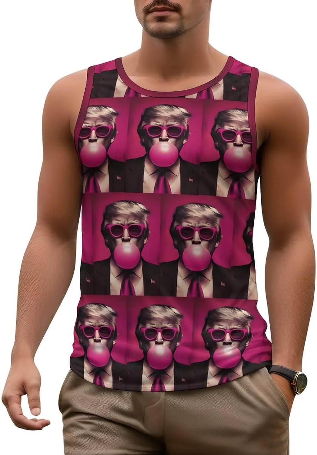 Mens Beach Tank Tops Trump Sleeveless Lightweight Shirts Summer Running Athletic Swim Shirts