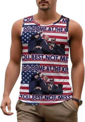 Mens Beach Tank Tops Trump Sleeveless Lightweight Shirts Summer Running Athletic Swim Shirts