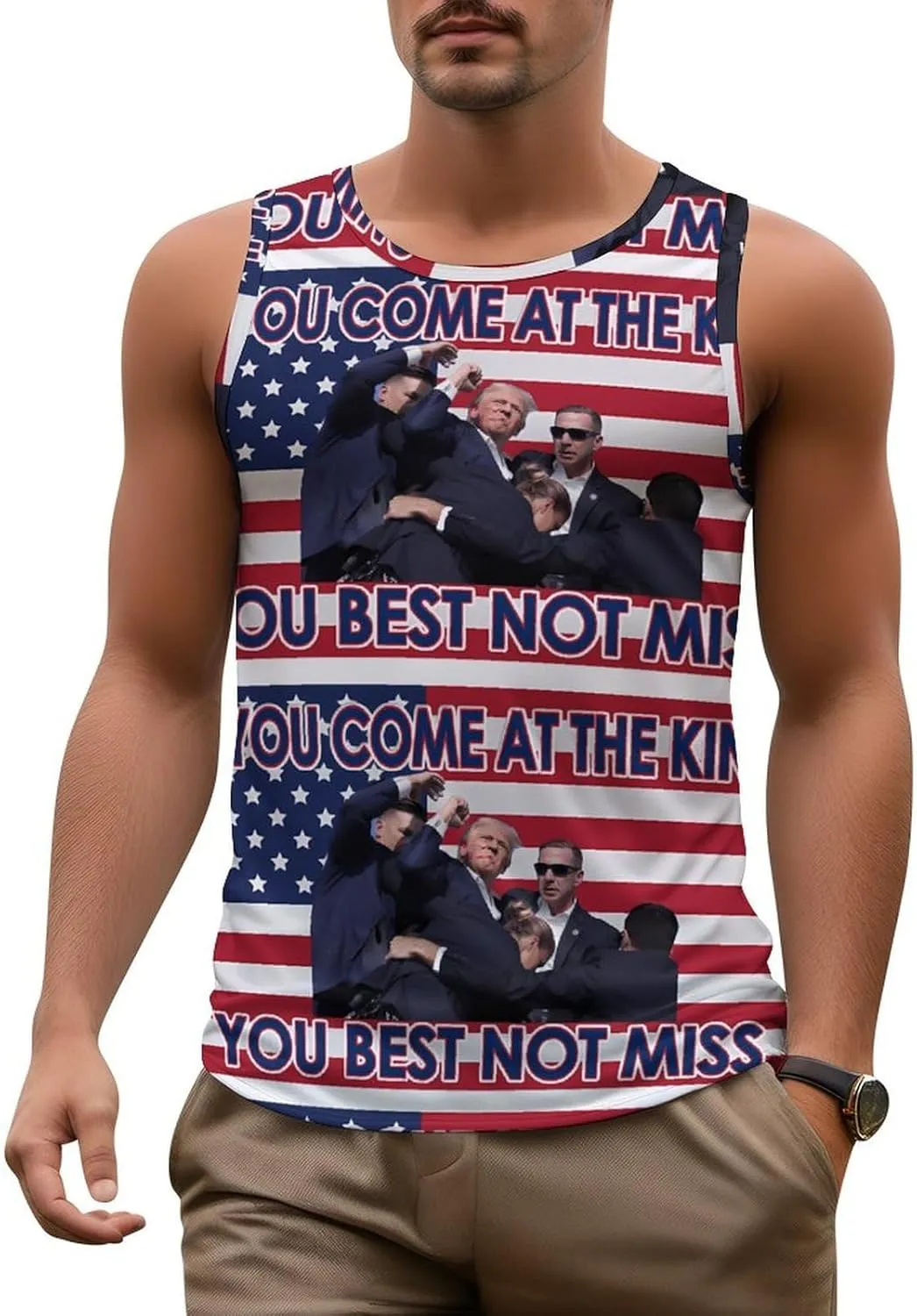 Mens Beach Tank Tops Trump Sleeveless Lightweight Shirts Summer Running Athletic Swim Shirts