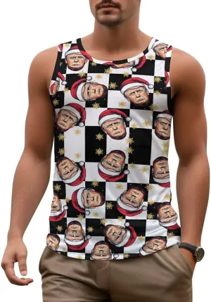 Mens Beach Tank Tops Trump Sleeveless Lightweight Shirts Summer Running Athletic Swim Shirts