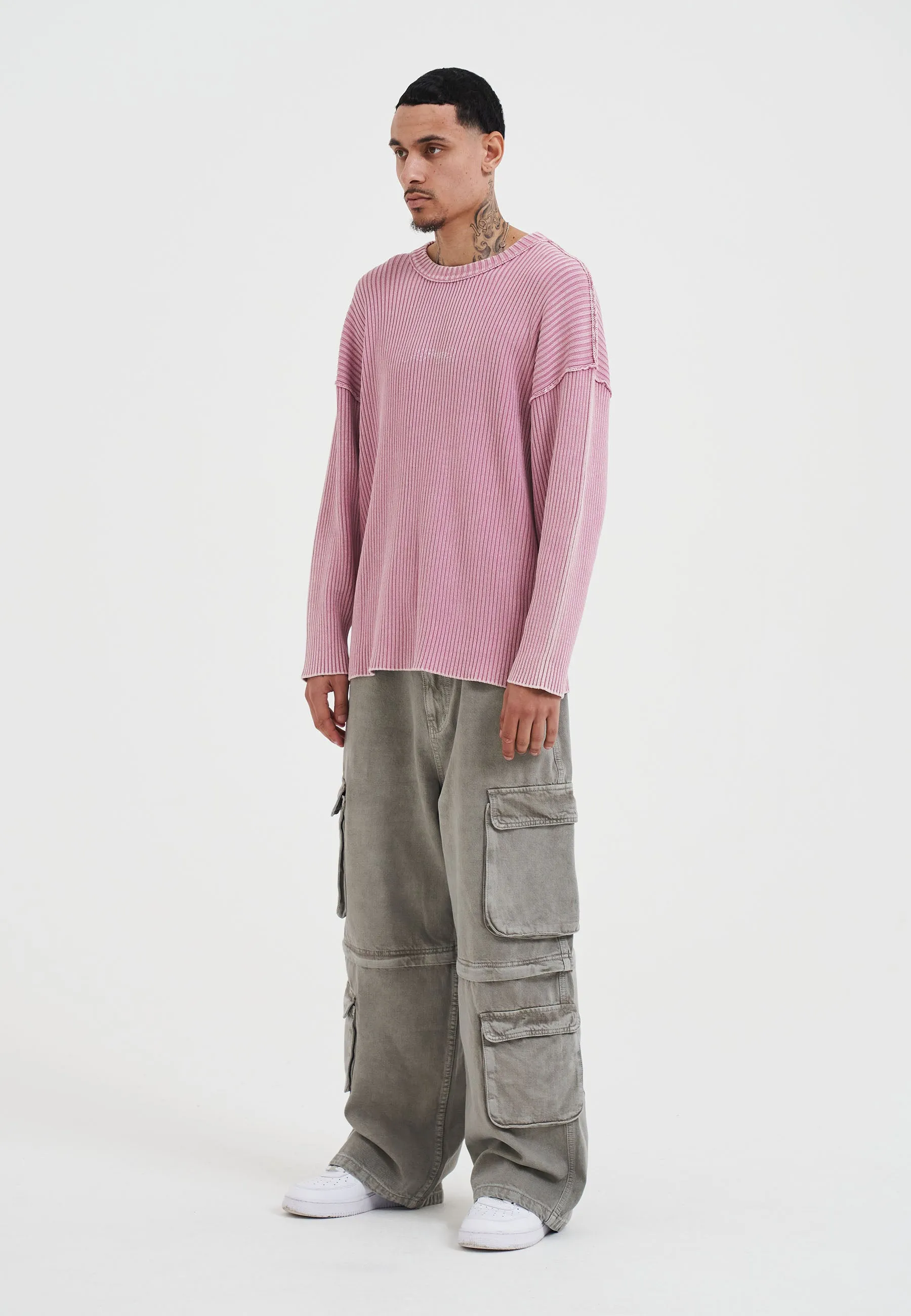 Mens Brave Heart Eagle Knitted Jumper - Dusty Pink