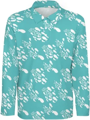 Mens Cactus Polo Shirts Quick-Dry Moisture Wicking 3D Print Long Sleeve Golf Shirts