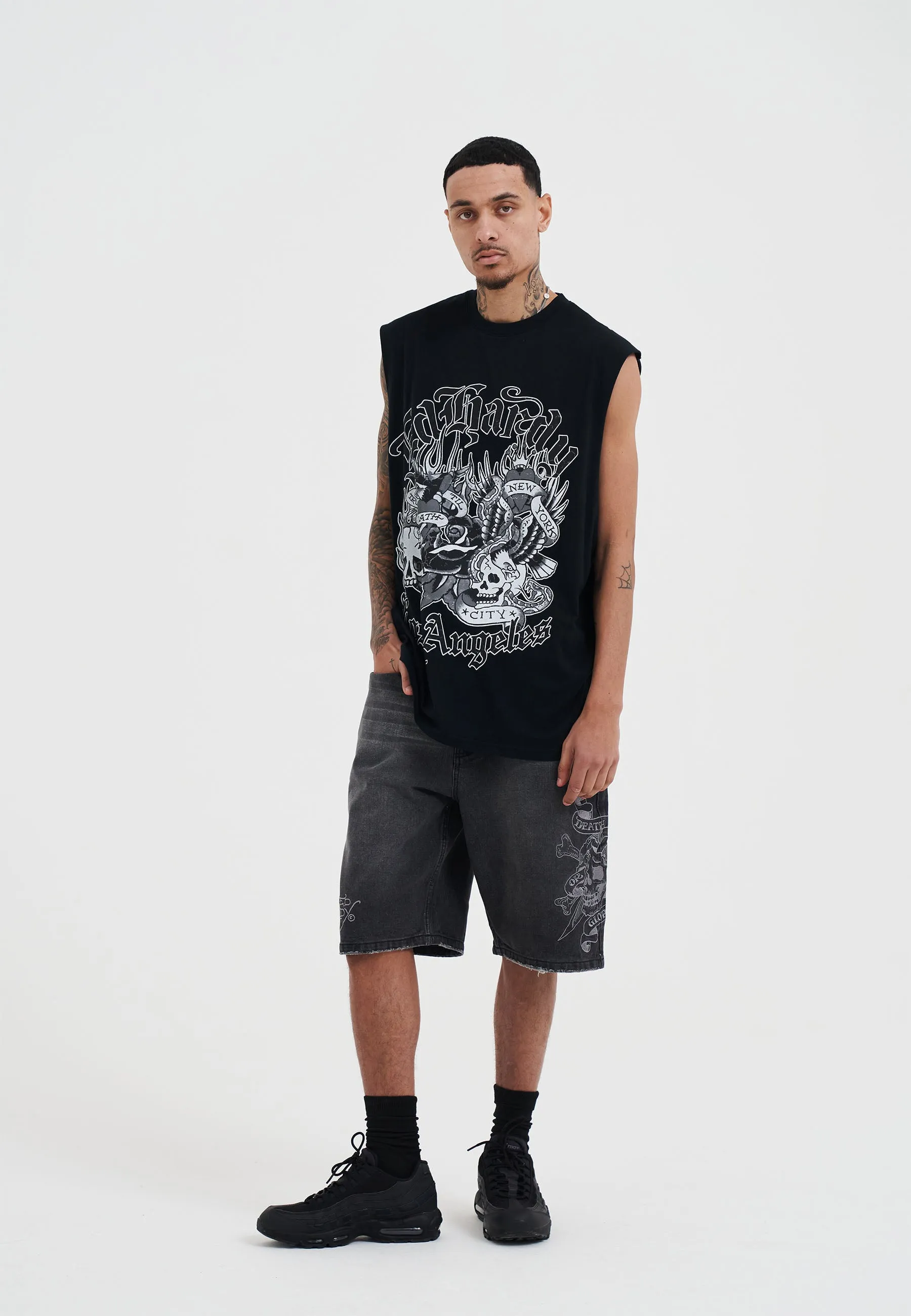 Mens Don Ed Montage Sleeveless T-Shirt - Black