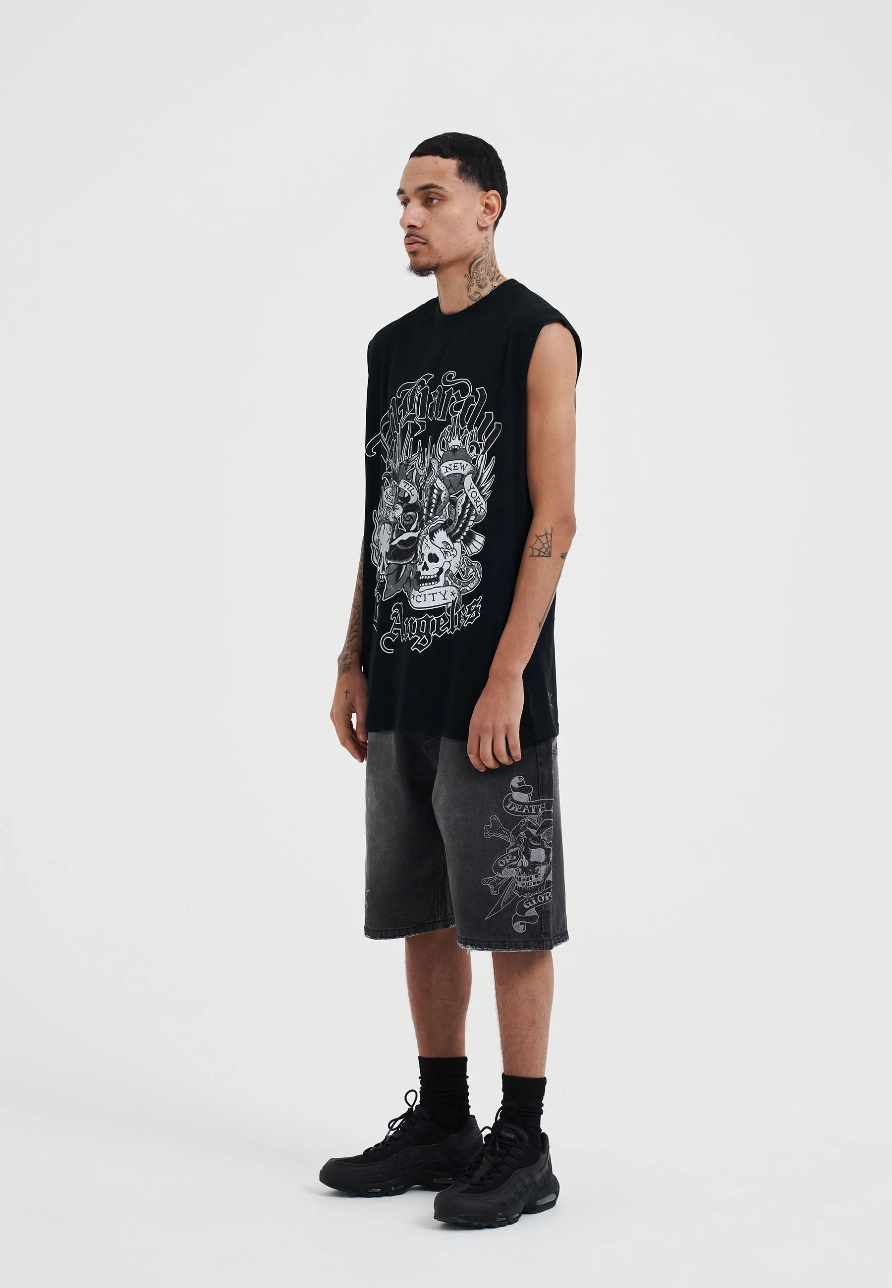 Mens Don Ed Montage Sleeveless T-Shirt - Black