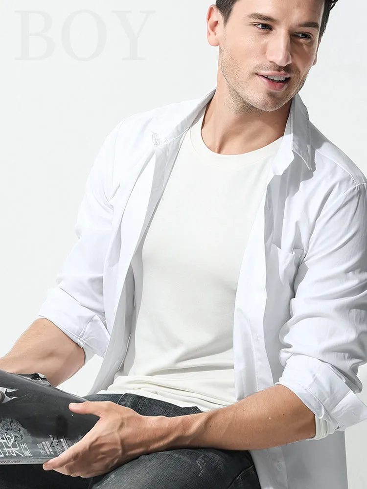 Men's Double-sided Modal Long-sleeved Solid Color T-shirt