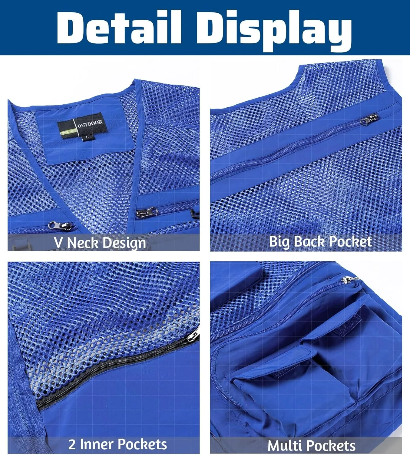 Men's Fishing Vest with Multi Pockets Summer Outdoor Mesh Vest Photography Travel Hiking Waistcoat Jacket