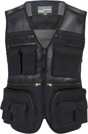 Men's Fishing Vest with Multi Pockets Summer Outdoor Mesh Vest Photography Travel Hiking Waistcoat Jacket