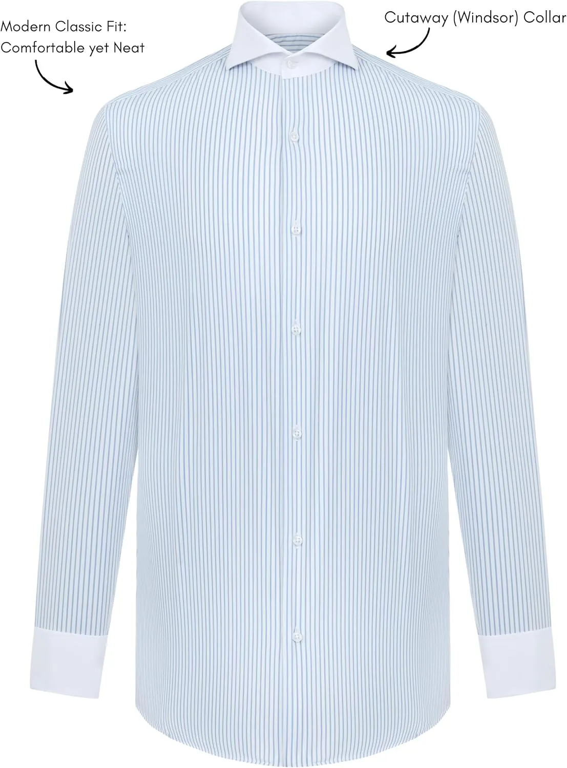 Men's French Cuff Dress Shirts with Cutaway Collar | Cufflinks Included | Luxe Long Sleeve Button-Up Shirt for Men