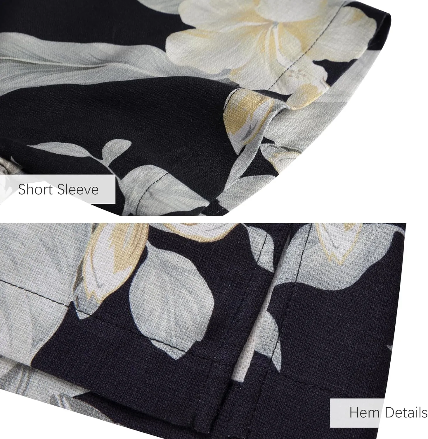 Men's Hawaiian Shirts Silk and Cotton Blend Button Down Short Sleeve Tropical Print Camp Shirts