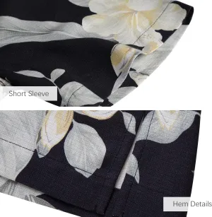 Men's Hawaiian Shirts Silk and Cotton Blend Button Down Short Sleeve Tropical Print Camp Shirts