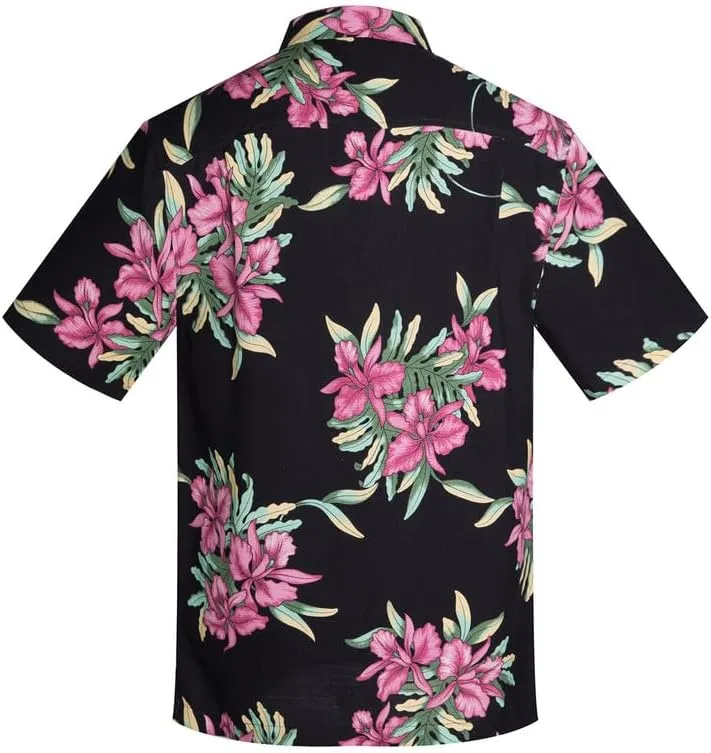 Men's Hawaiian Shirts Silk and Cotton Blend Button Down Short Sleeve Tropical Print Camp Shirts