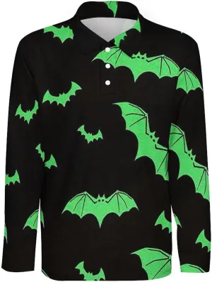 Mens Ice Cream Polo Shirts Quick-Dry Moisture Wicking 3D Print Long Sleeve Golf Shirts