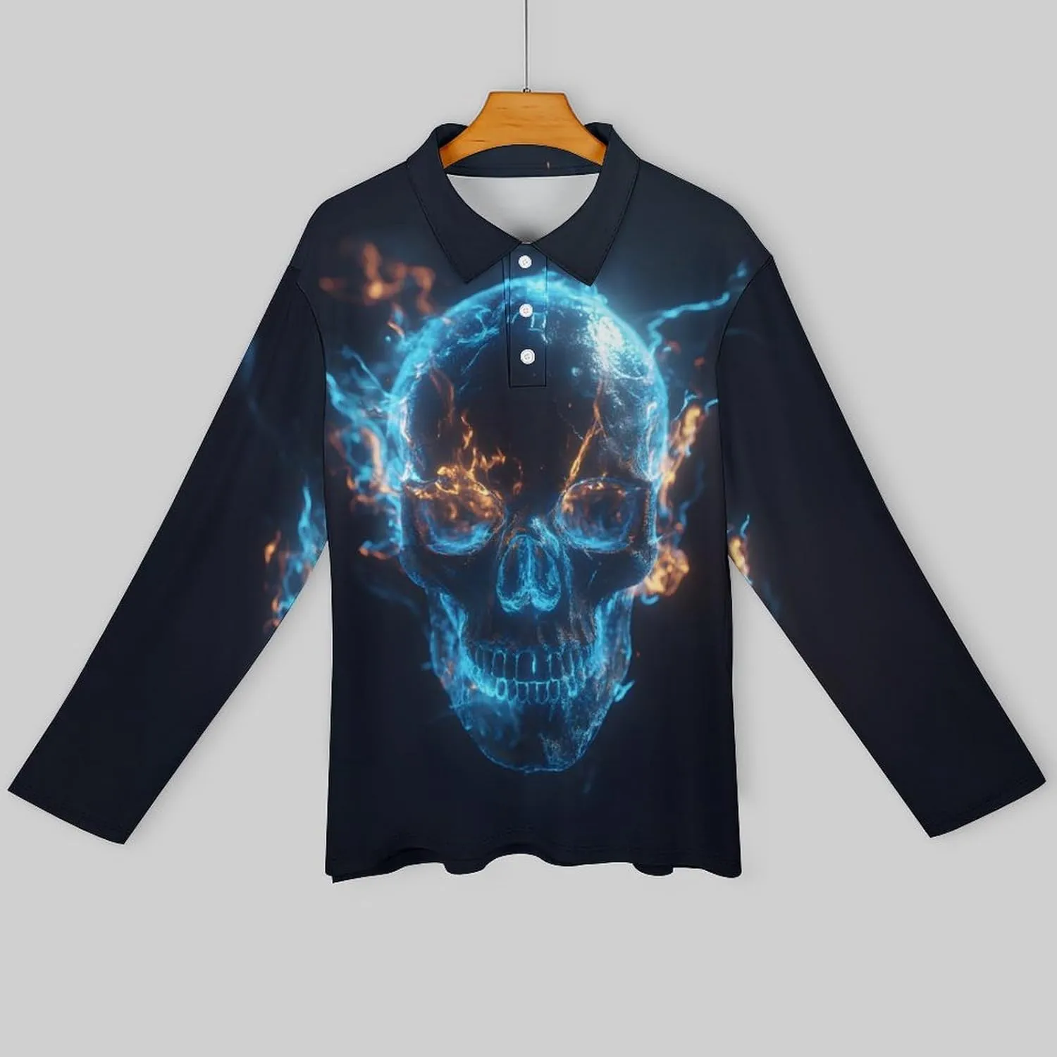 Men's Long Sleeve Polo Shirt Novelty 3D Printed Quick-Dry Golf Shirts Regular Fit Jersey Tennis Shirt