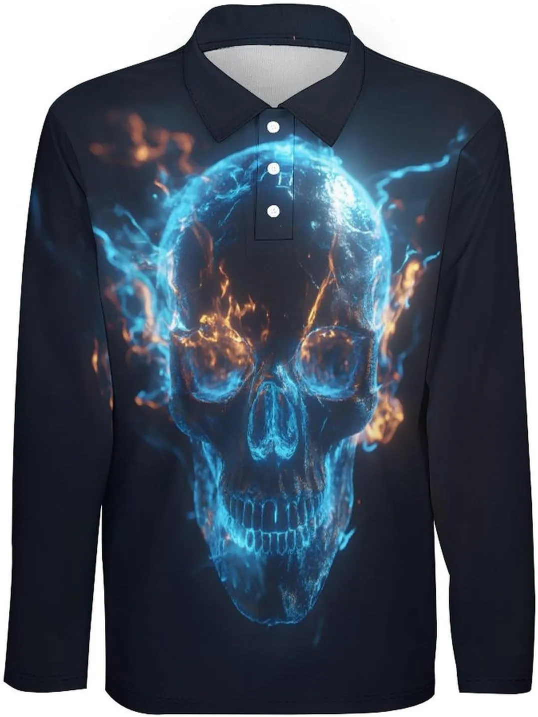 Men's Long Sleeve Polo Shirt Novelty 3D Printed Quick-Dry Golf Shirts Regular Fit Jersey Tennis Shirt