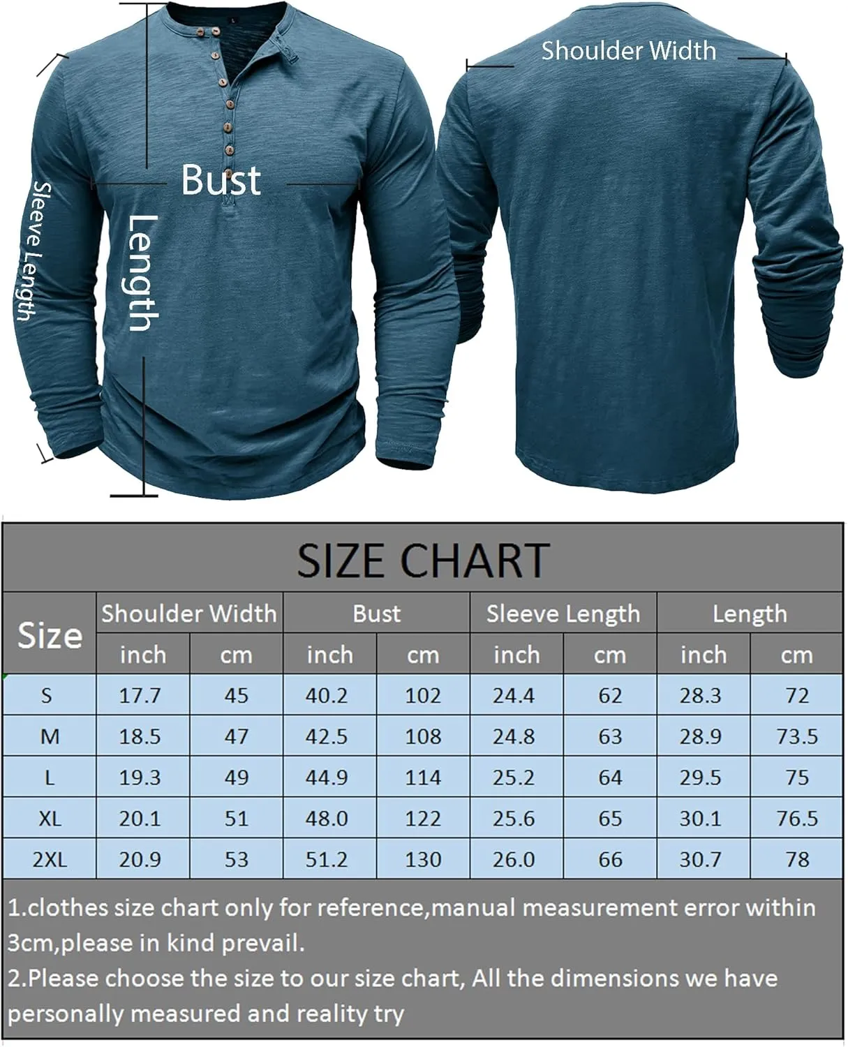 Mens Shirts Long Sleeve Tee Shirts Casual Button Down T-Shirts for Men S M L XL XXL
