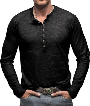 Mens Shirts Long Sleeve Tee Shirts Casual Button Down T-Shirts for Men S M L XL XXL