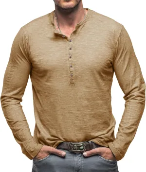 Mens Shirts Long Sleeve Tee Shirts Casual Button Down T-Shirts for Men S M L XL XXL