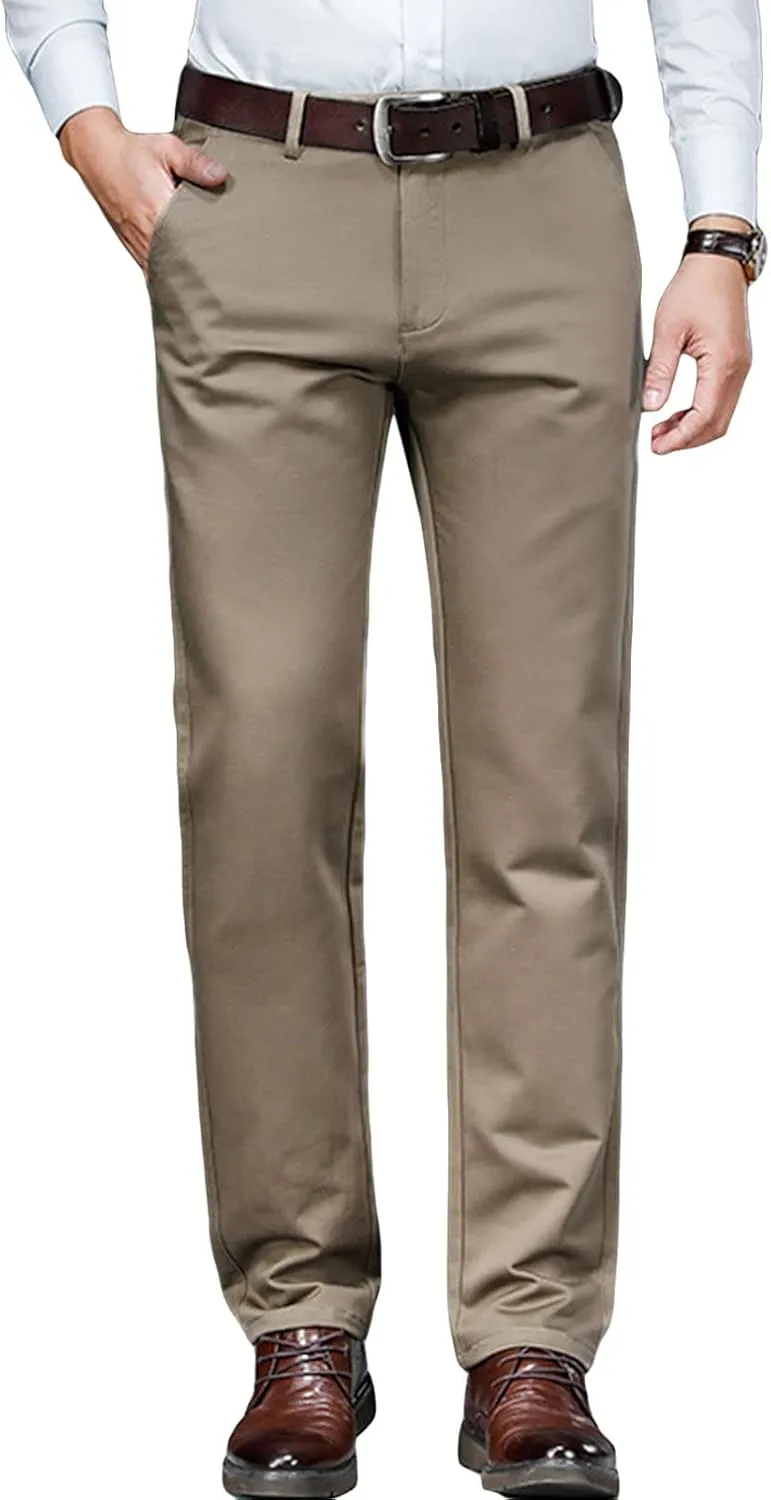 Men's Stretch Dress Pants Slim Fit Skinny Suit Pant Business Flex Flat Front Pant Wrinkle-Resistant Chino Pant (42,Khaki)