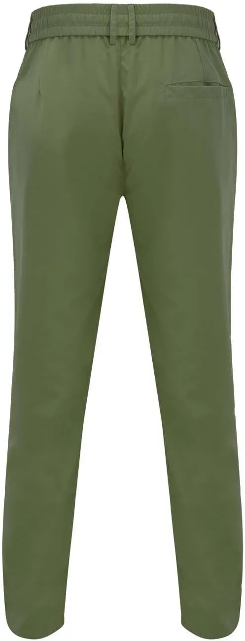 Mens Tapered Pants Casual Linen Pants Elastic Waist Slim Fit Beach Yoga Business Lightweight Cotton Trousers with Pockets