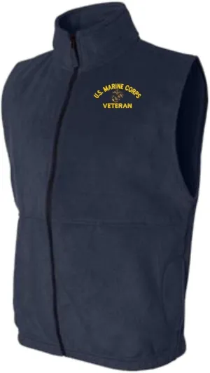 MilitaryBest U.S. Marine Corps Eagle Globe and Anchor Veteran Full-Zip Fleece Vest
