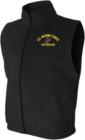 MilitaryBest U.S. Marine Corps Eagle Globe and Anchor Veteran Full-Zip Fleece Vest