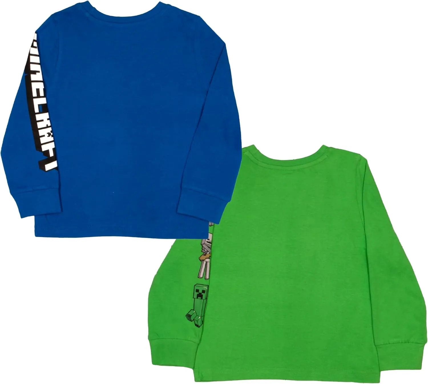 Minecraft Characters Boys Long Sleeve T-Shirt, 2-Pack Bundle Set for Kids and Toddlers
