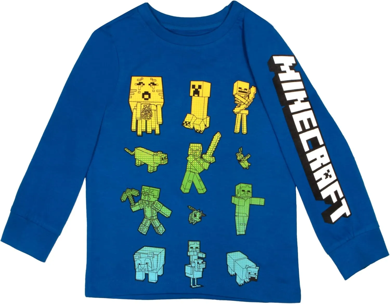 Minecraft Characters Boys Long Sleeve T-Shirt, 2-Pack Bundle Set for Kids and Toddlers
