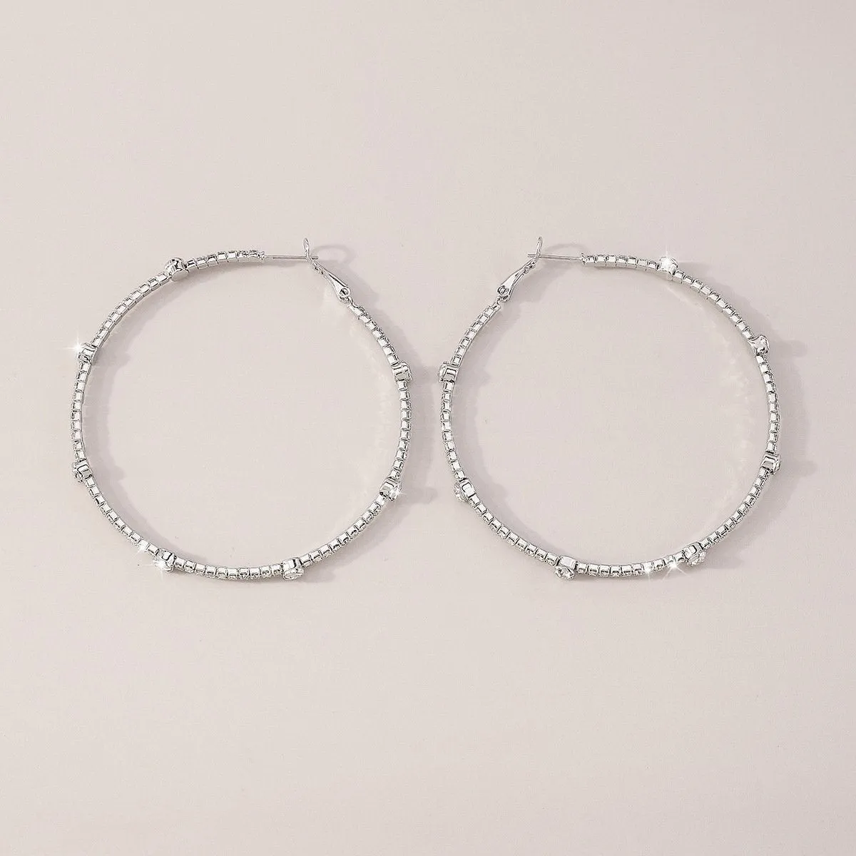 Minimalist Rhinestone Hoop Earrings